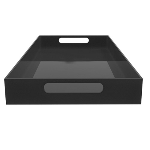 black plastic tray with handle